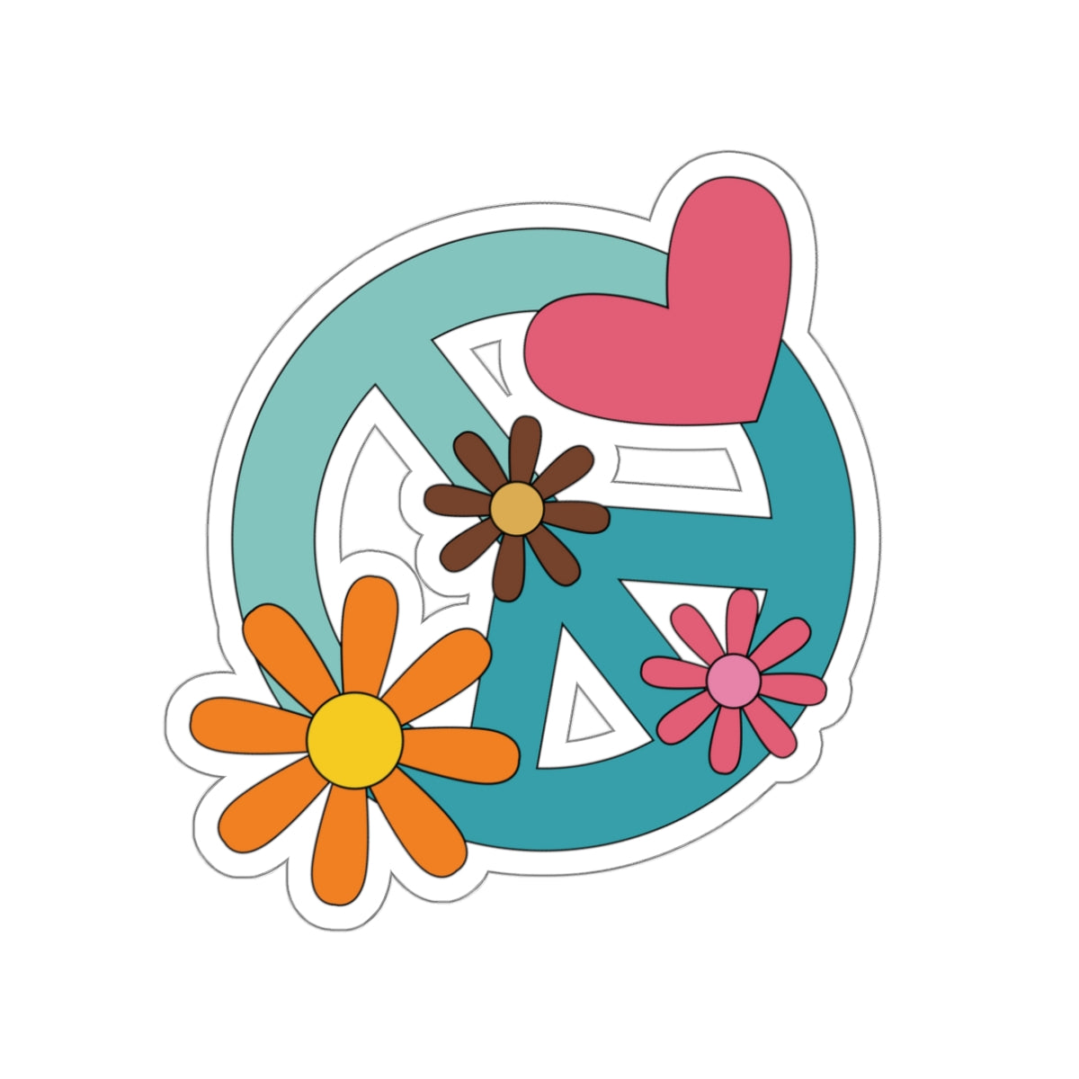 Multicolor Peace Sign and Daisies Die-Cut Stickers