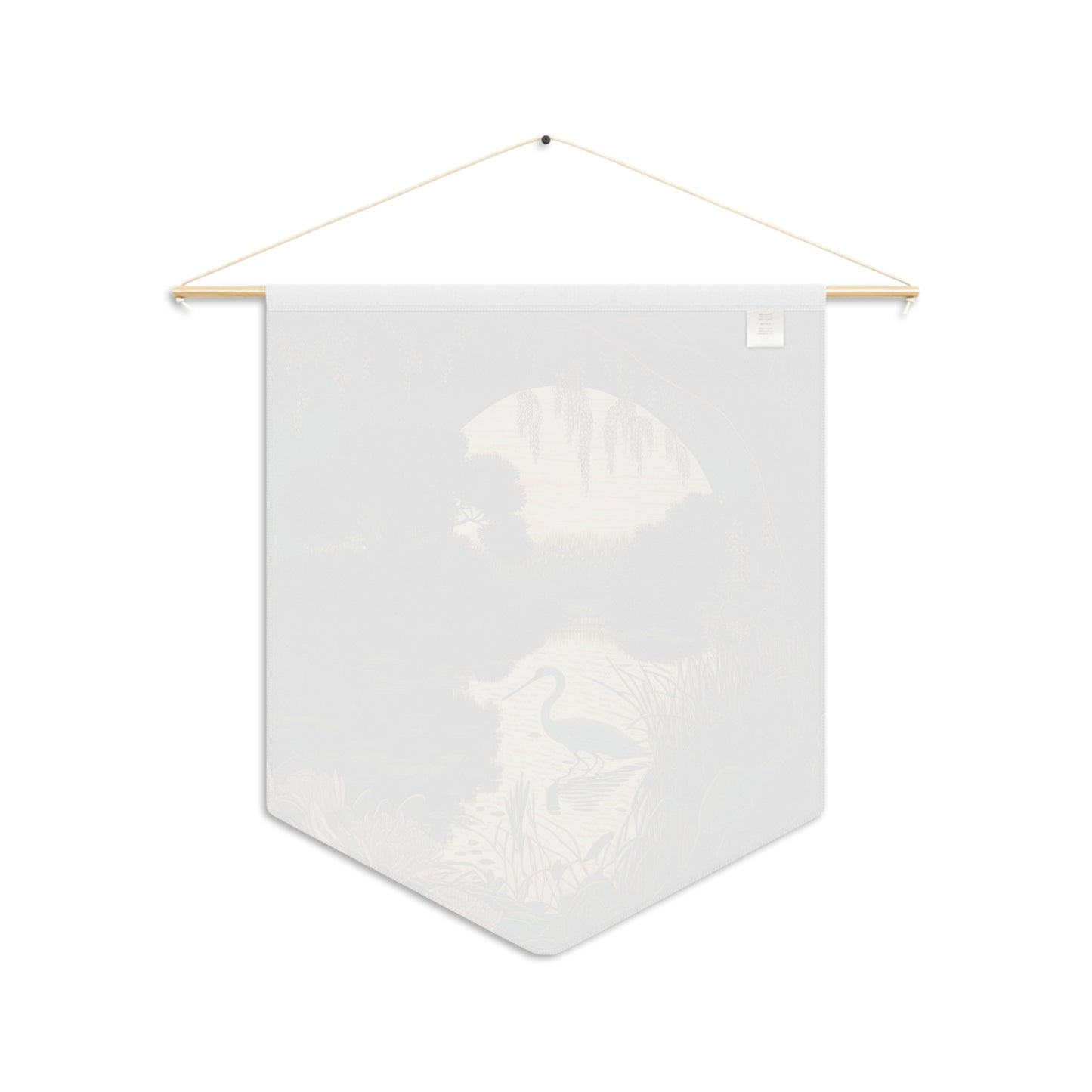 Moonlit Marsh Pennant Wall Banner — Heron at Twilight Decorative Flag
