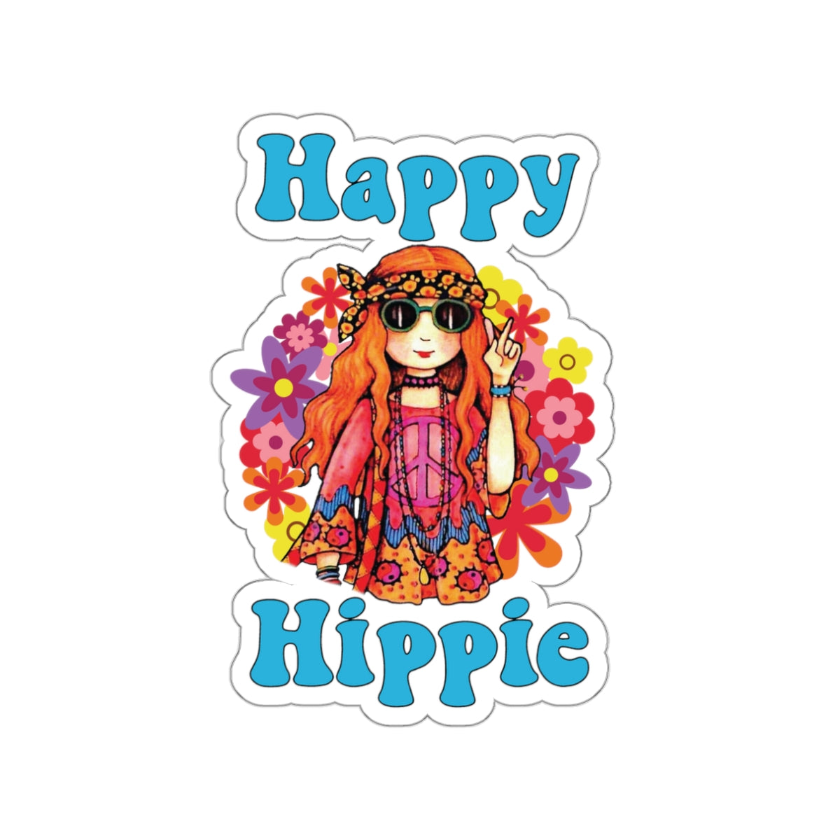 Happy Hippie Girl Stickers