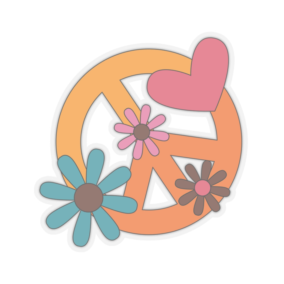 Colorful Orange Peace Sign Kiss-Cut Stickers