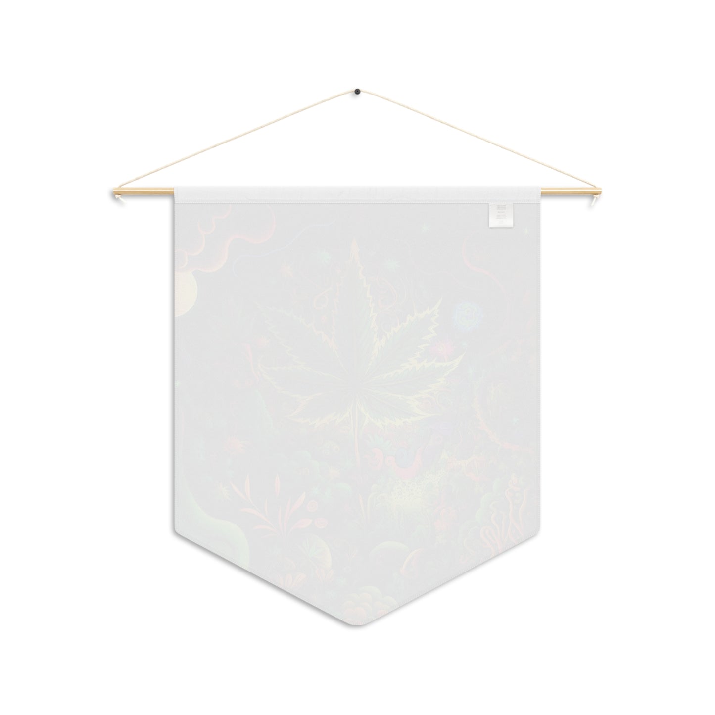 Psychedelic Cannabis Leaf Pennant – Neon Trippy Wall Banner
