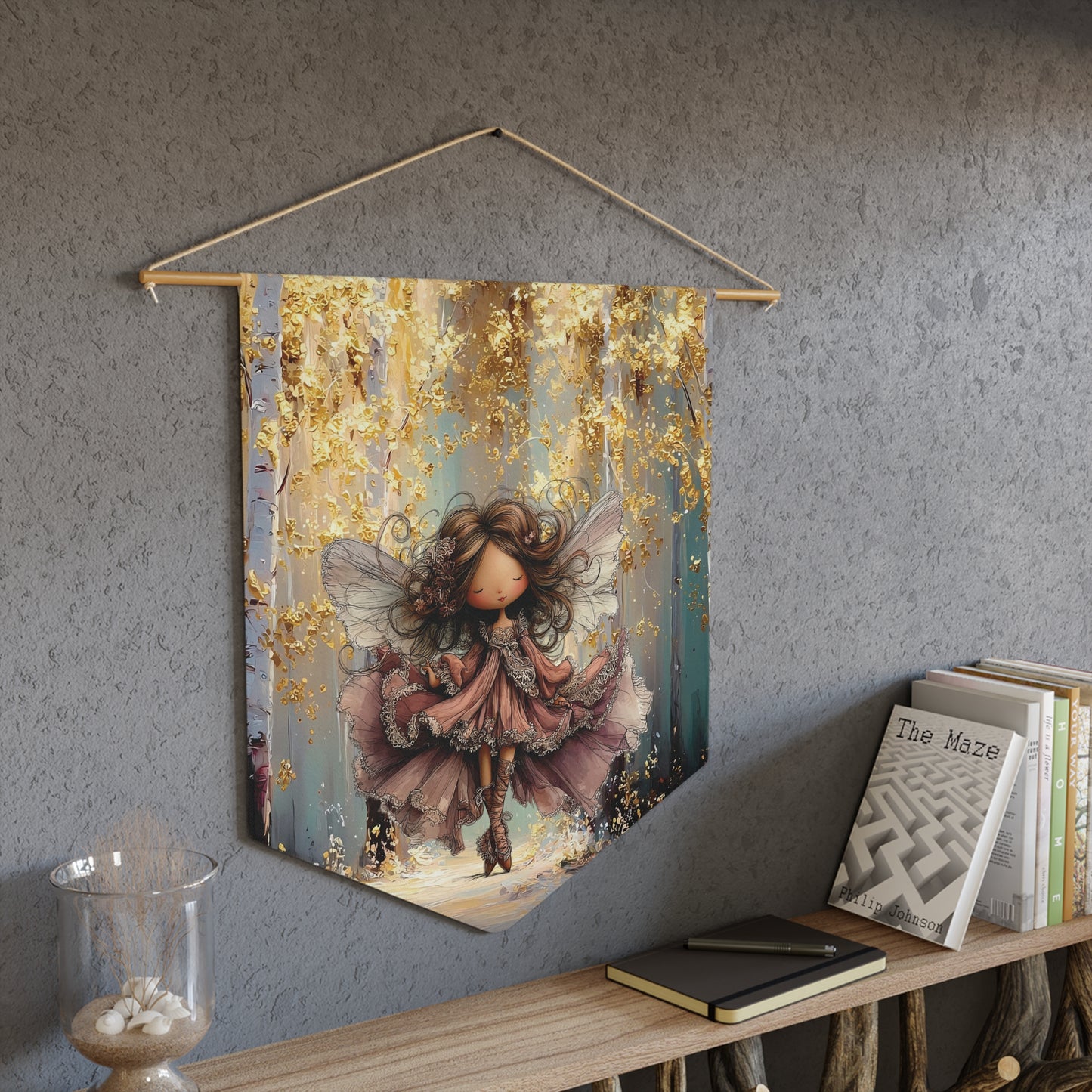 Fairy Woodland Pennant Banner — Whimsical Golden Forest Fairy Wall Decor