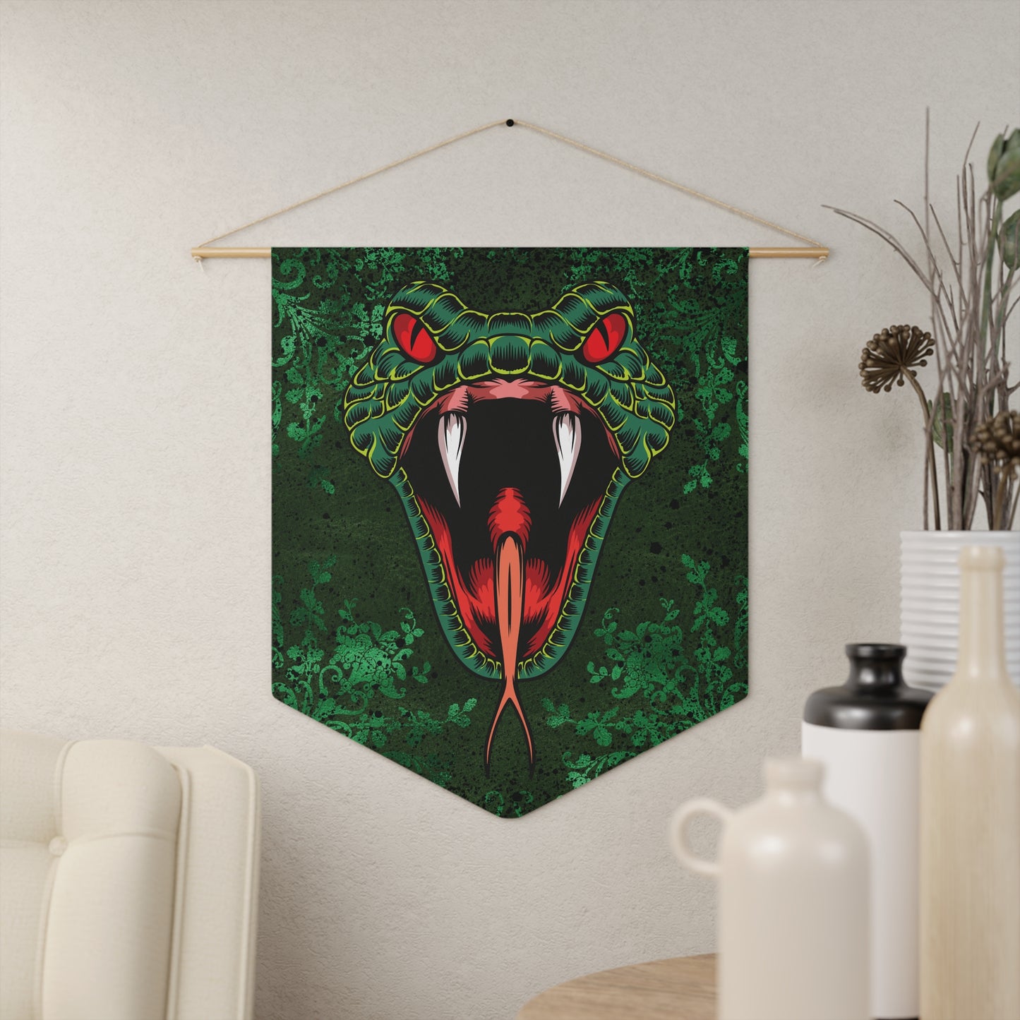 Pennant - Green Snake Head Print