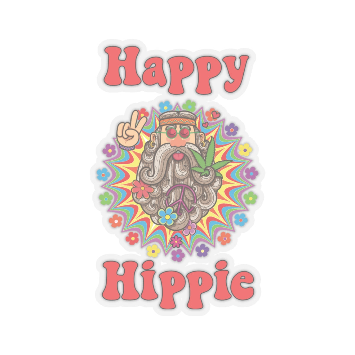 Psychedelic Happy Hippie Kiss-Cut Stickers