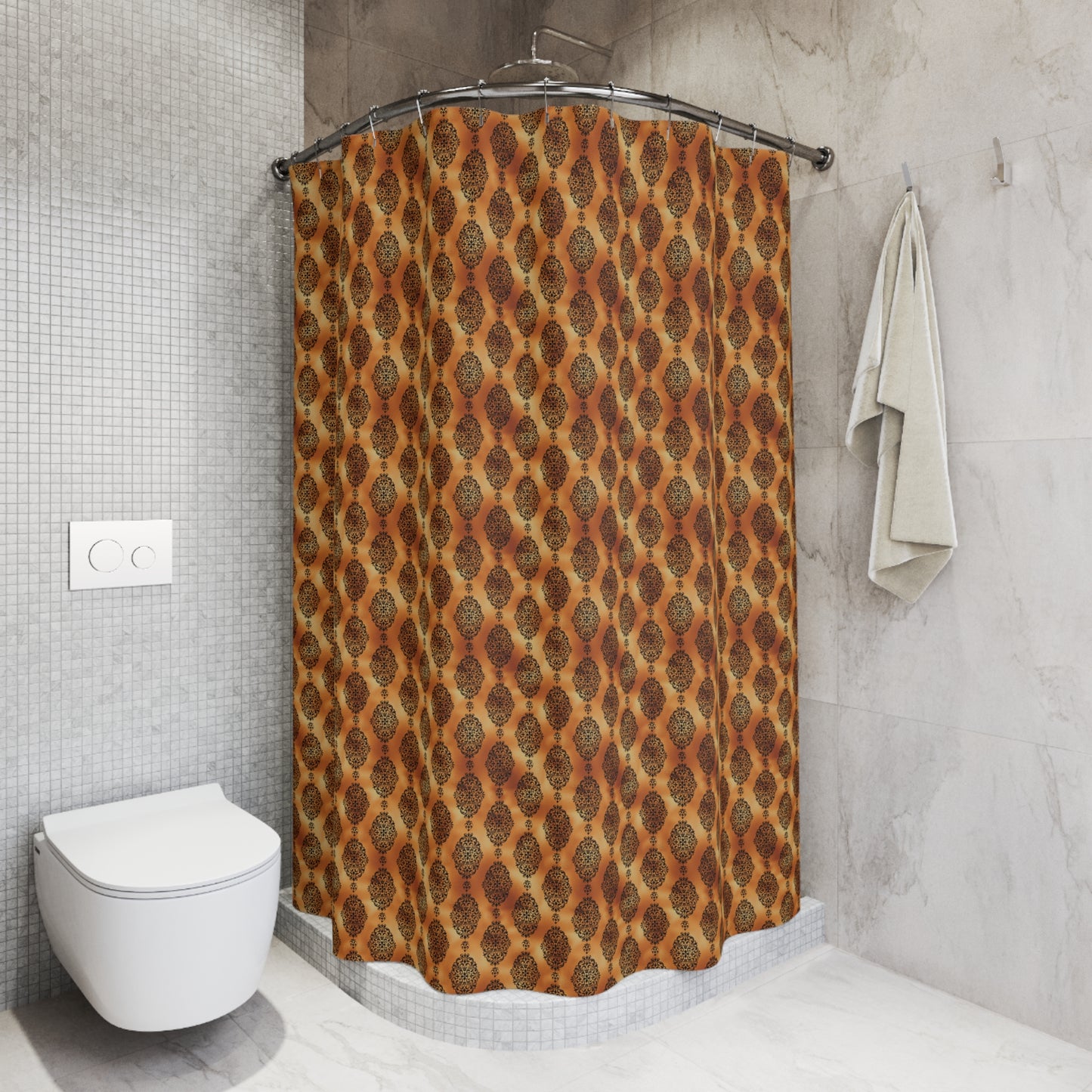 Damask Shower Curtain-Copper and Black
