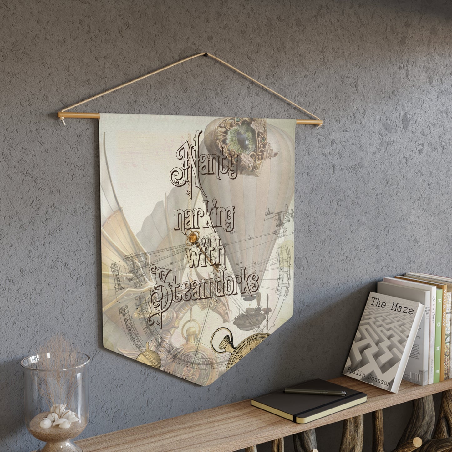 Steampunk Wall Pennant-earth tones