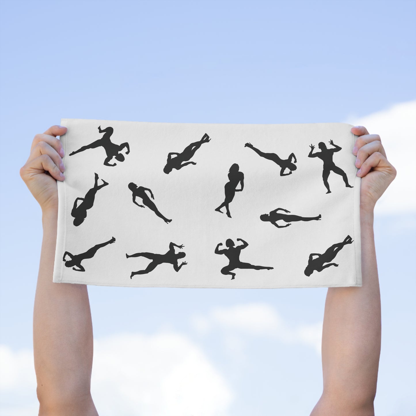 Gym Towel — Posing Female Bodybuilder Silhouettes Workout Towel (11x18)