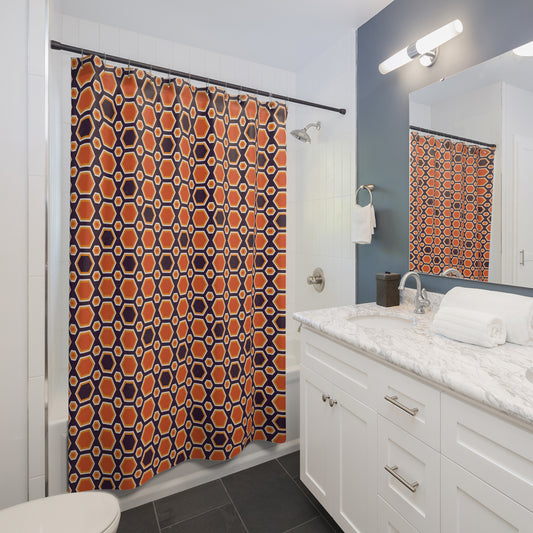 Geometric Print Shower Curtain Orange and Purple