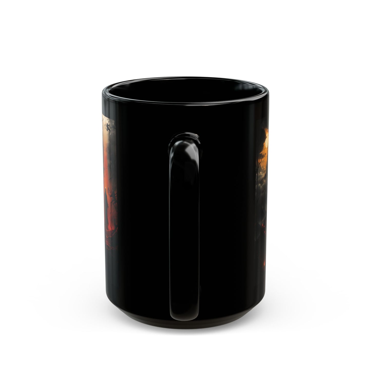 Gothic Horror Black Mug — Dark Castle, Skull & Reaper (15oz)