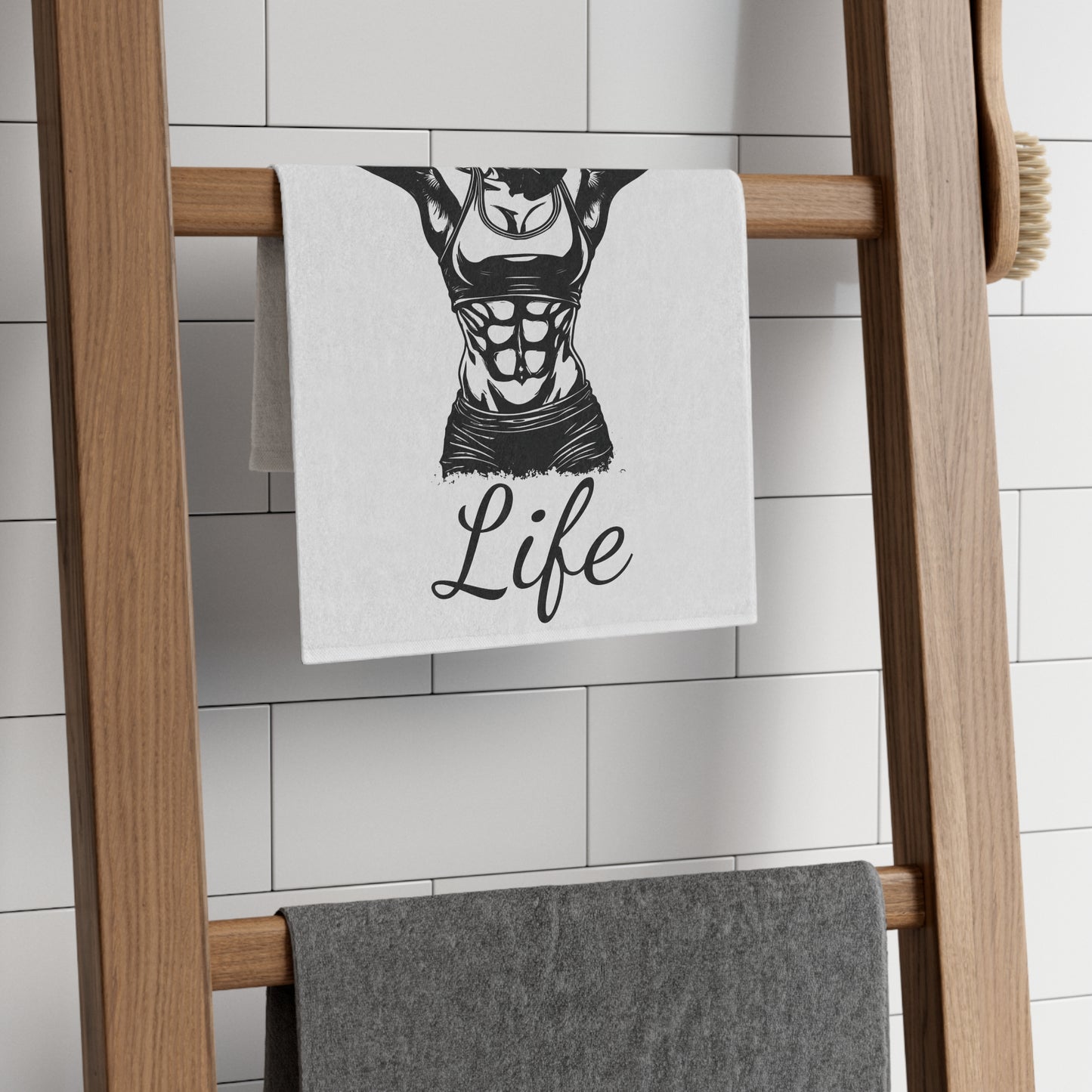 Fit Life Workout Towel — Fitness Gym Towel with Motivational Abs Graphic (11x18)