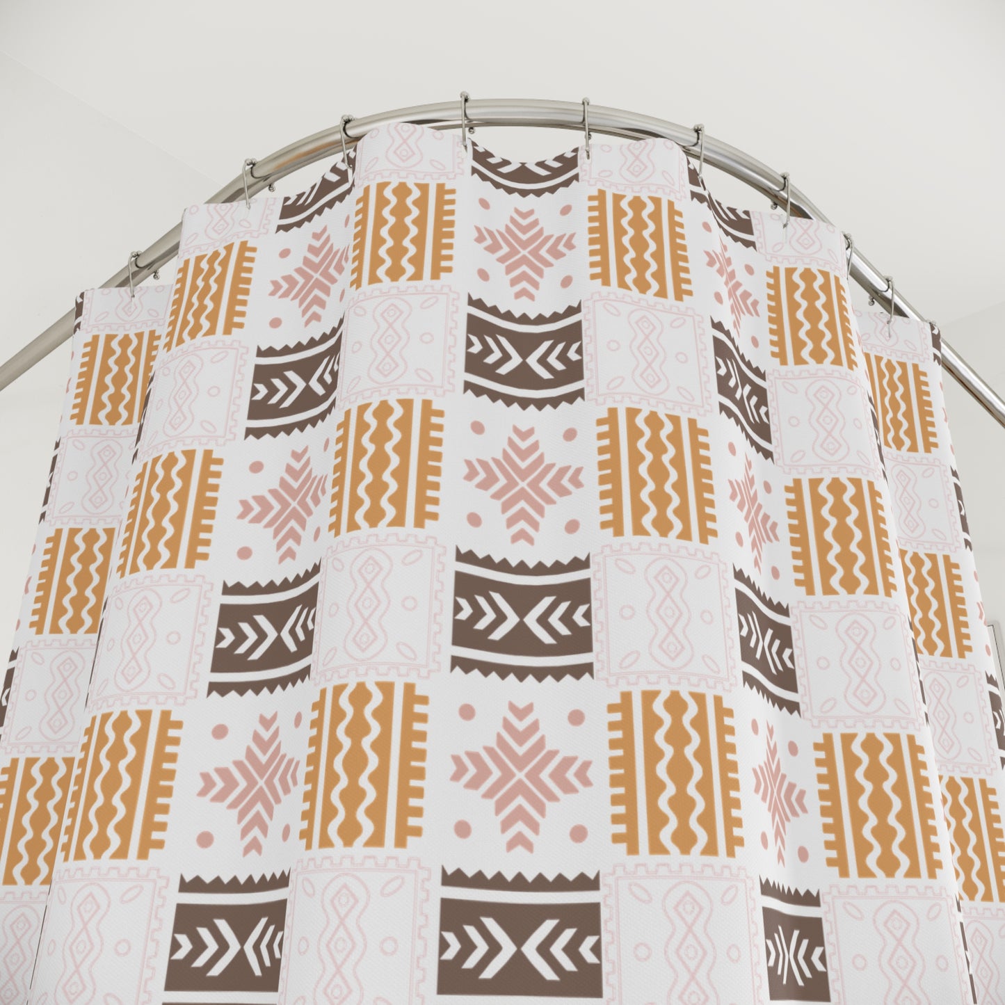 Ethnic Print Shower Curtain Soft Earthy Colors