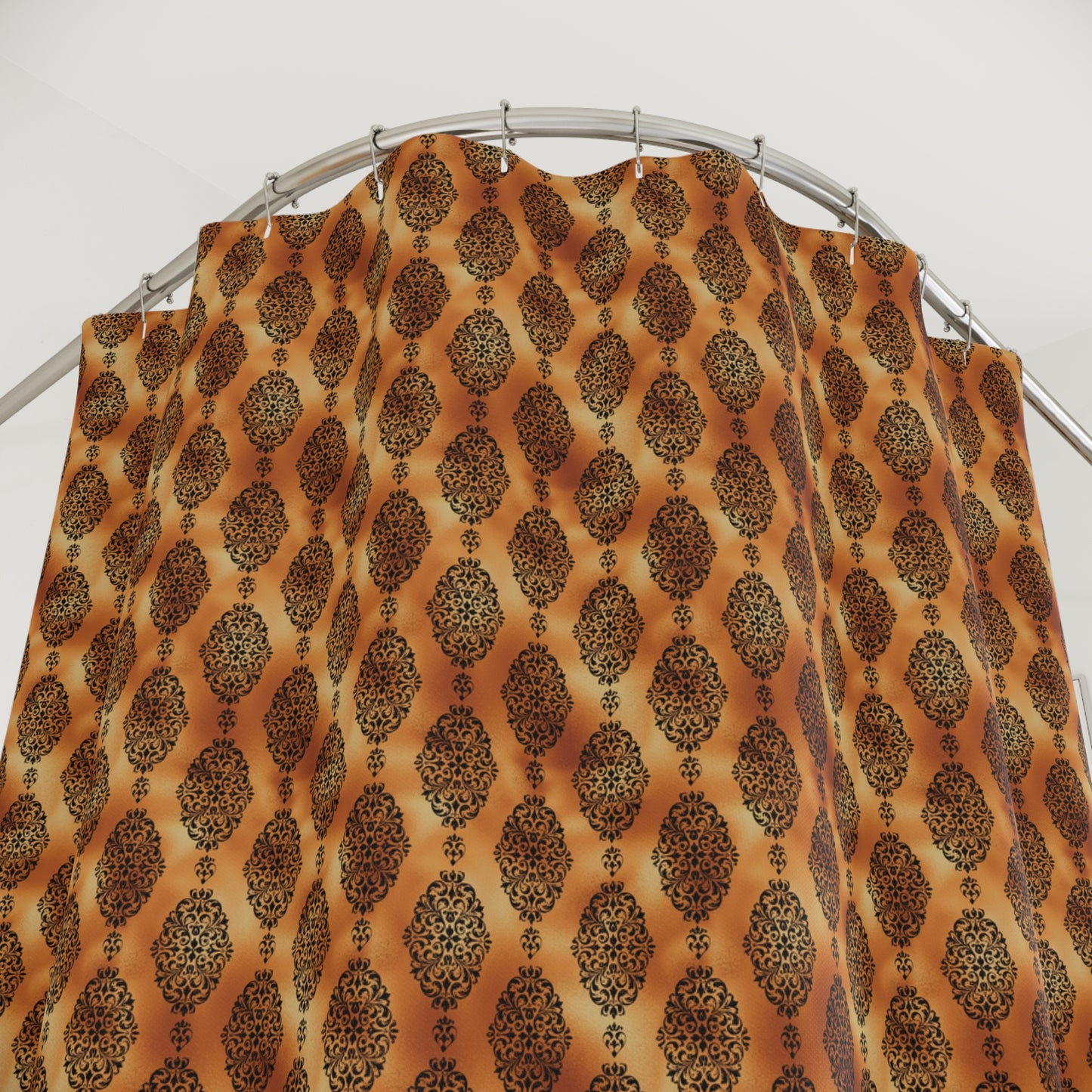Damask Shower Curtain-Copper and Black