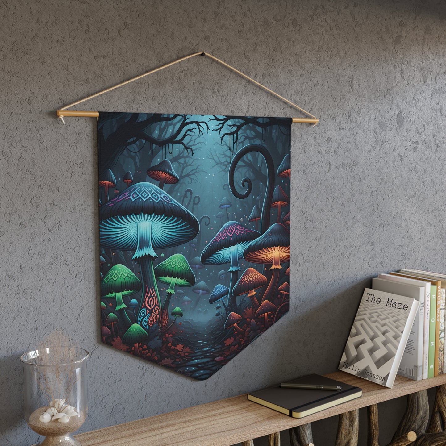 Mystical Mushroom Pennant Wall Banner — Enchanted Forest Décor