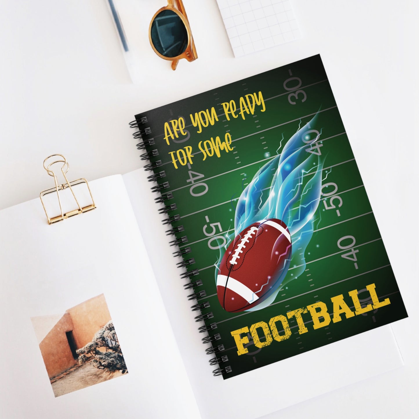 Flaming Football Spiral Notebook