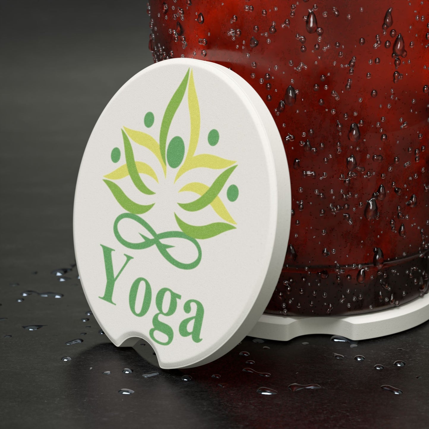 Yoga Soapstone Car Coaster – Eco Floral Lotus Car Cup Holder Insert