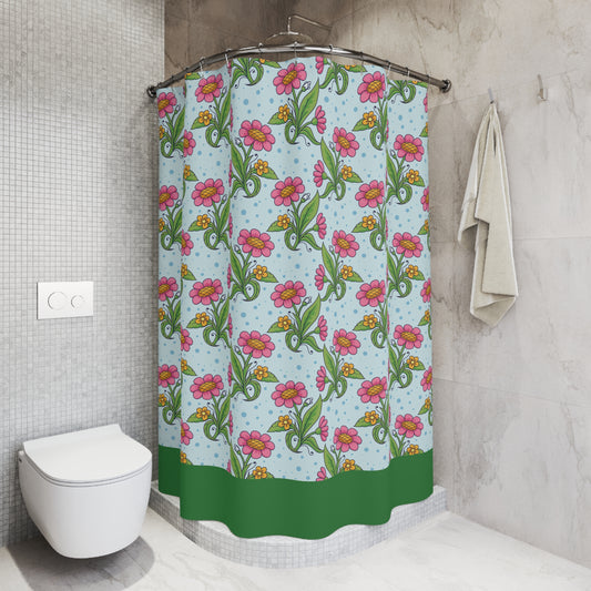 Floral Shower Curtain Pink Flowers