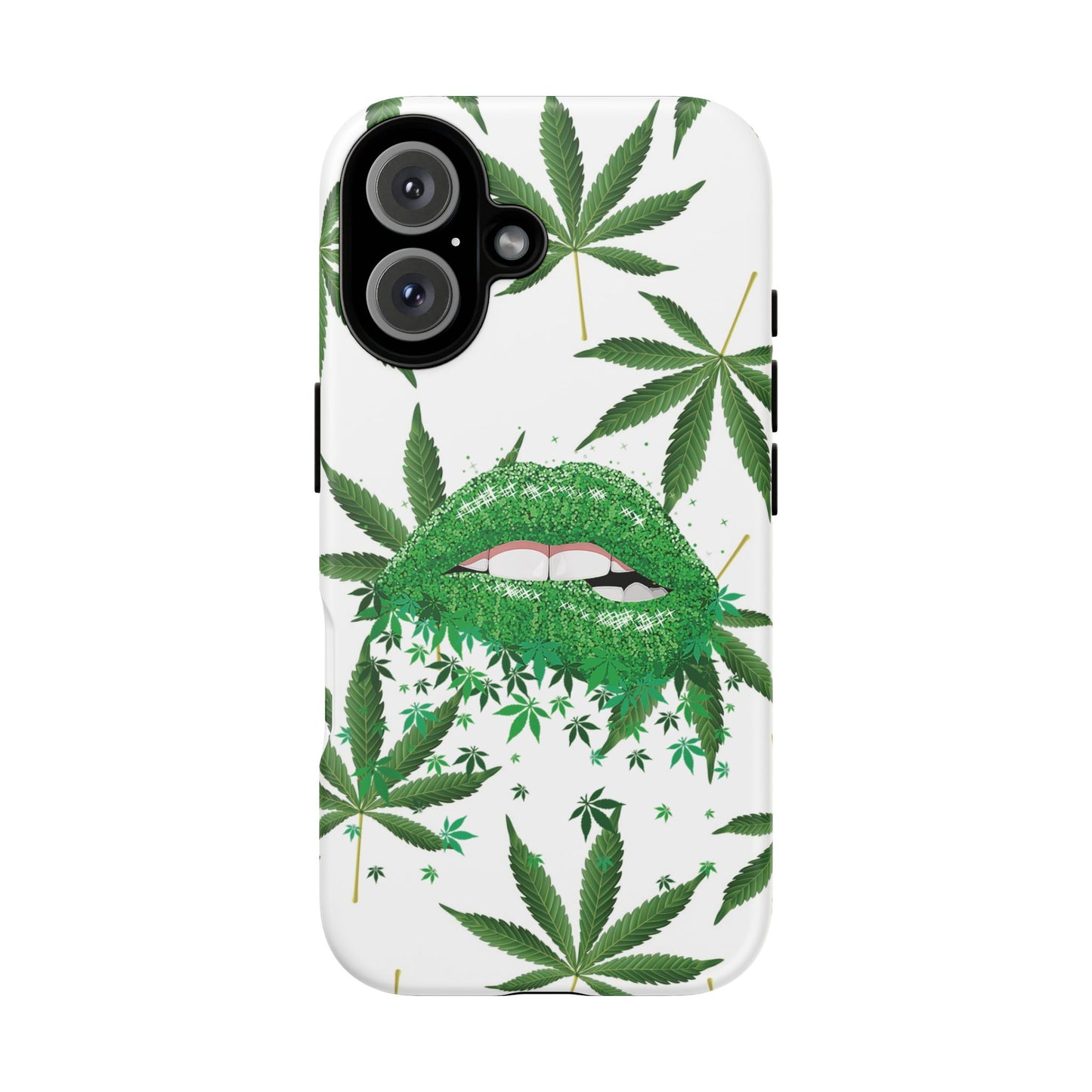 Chic Cannabis Phone Case with Glitter Lips
