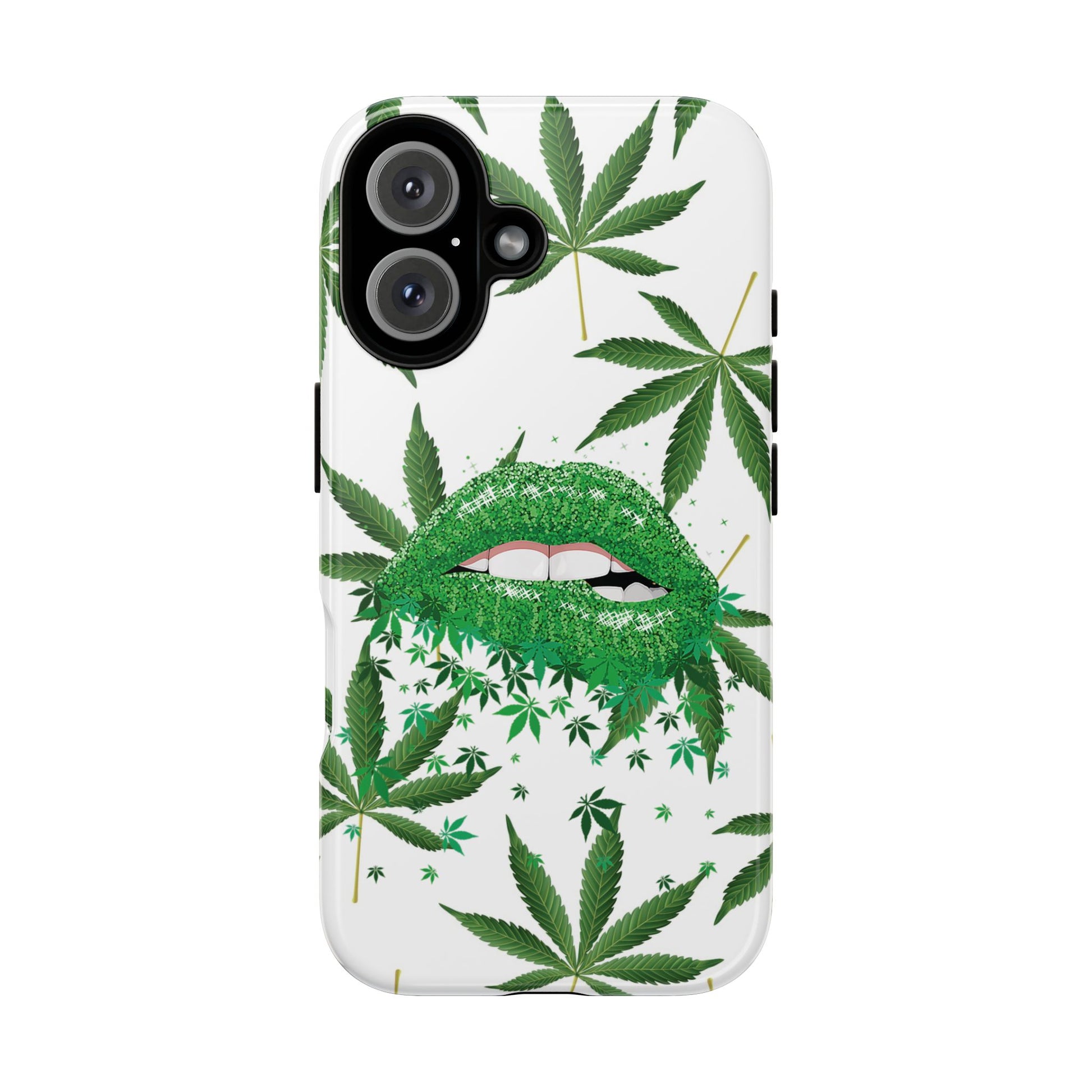 Chic Cannabis Phone Case with Glitter Lips