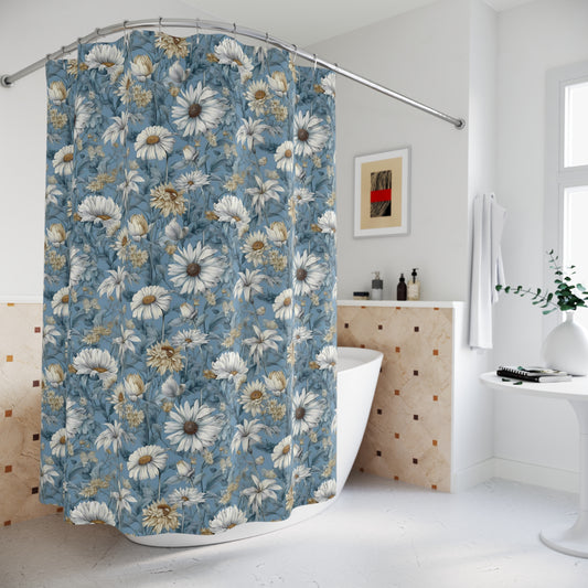 Floral Shower Curtain - Blue and White