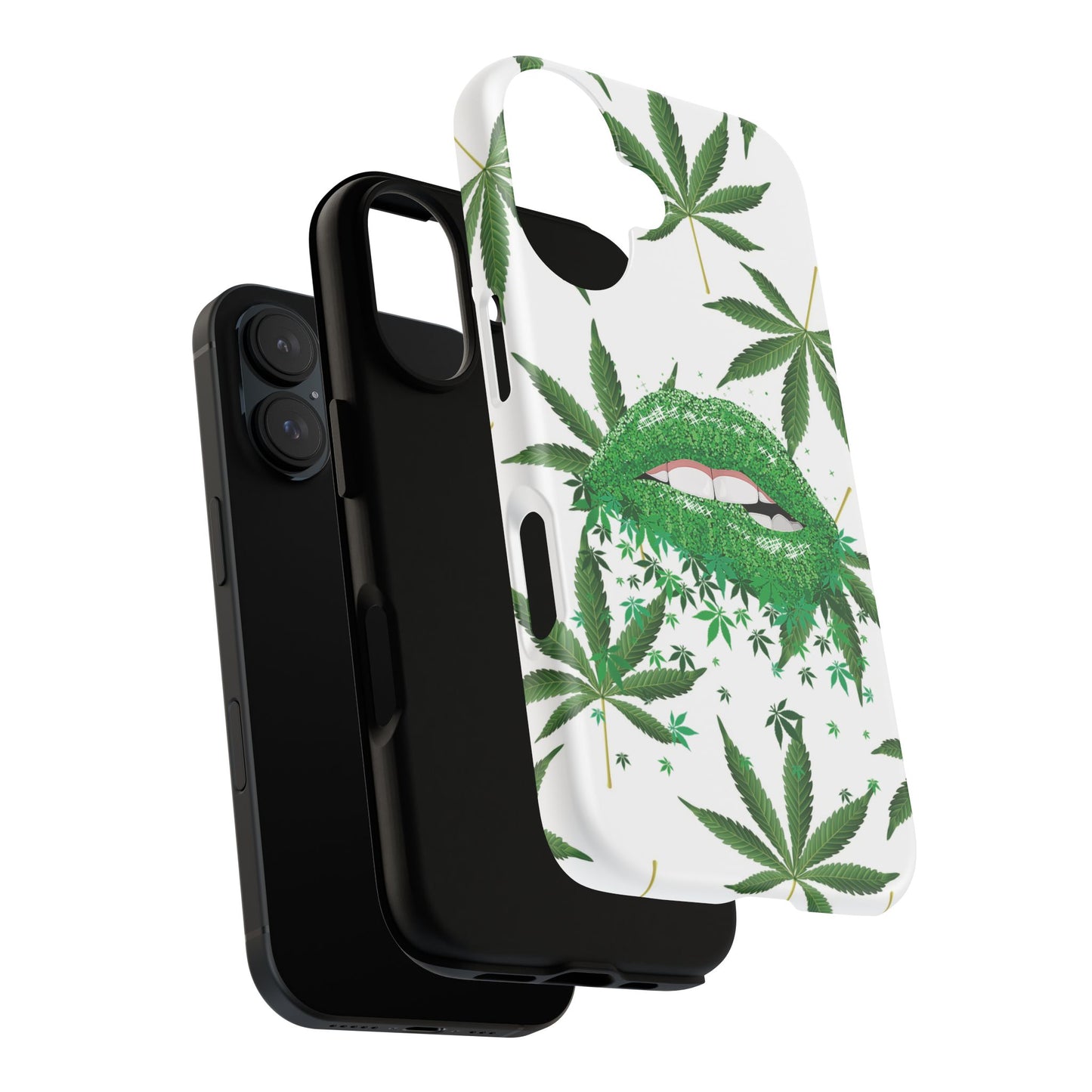 Chic Cannabis Phone Case with Glitter Lips