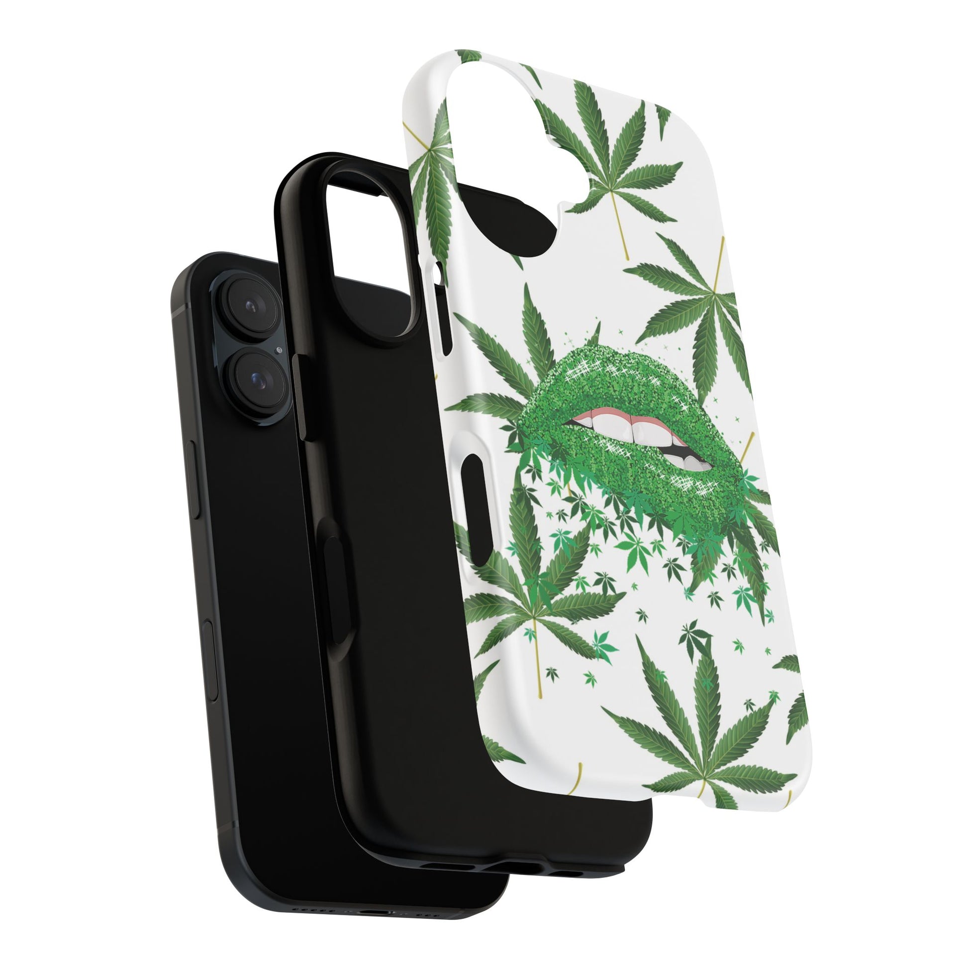 Chic Cannabis Phone Case with Glitter Lips