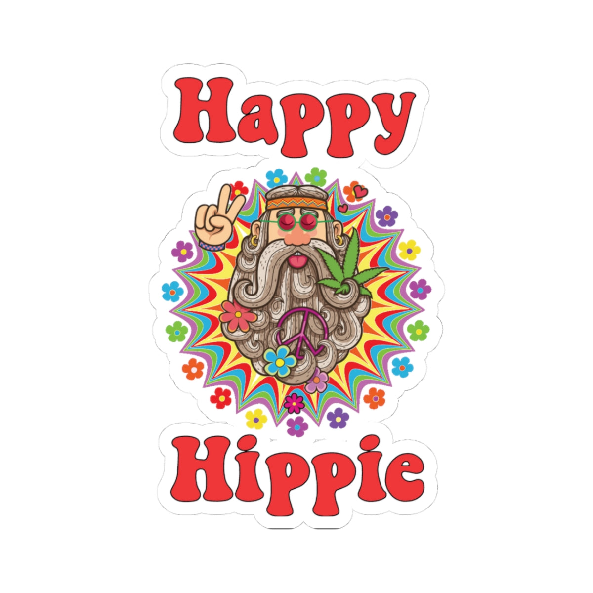 Psychedelic Happy Hippie Kiss-Cut Stickers