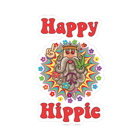 Psychedelic Happy Hippie Kiss-Cut Stickers