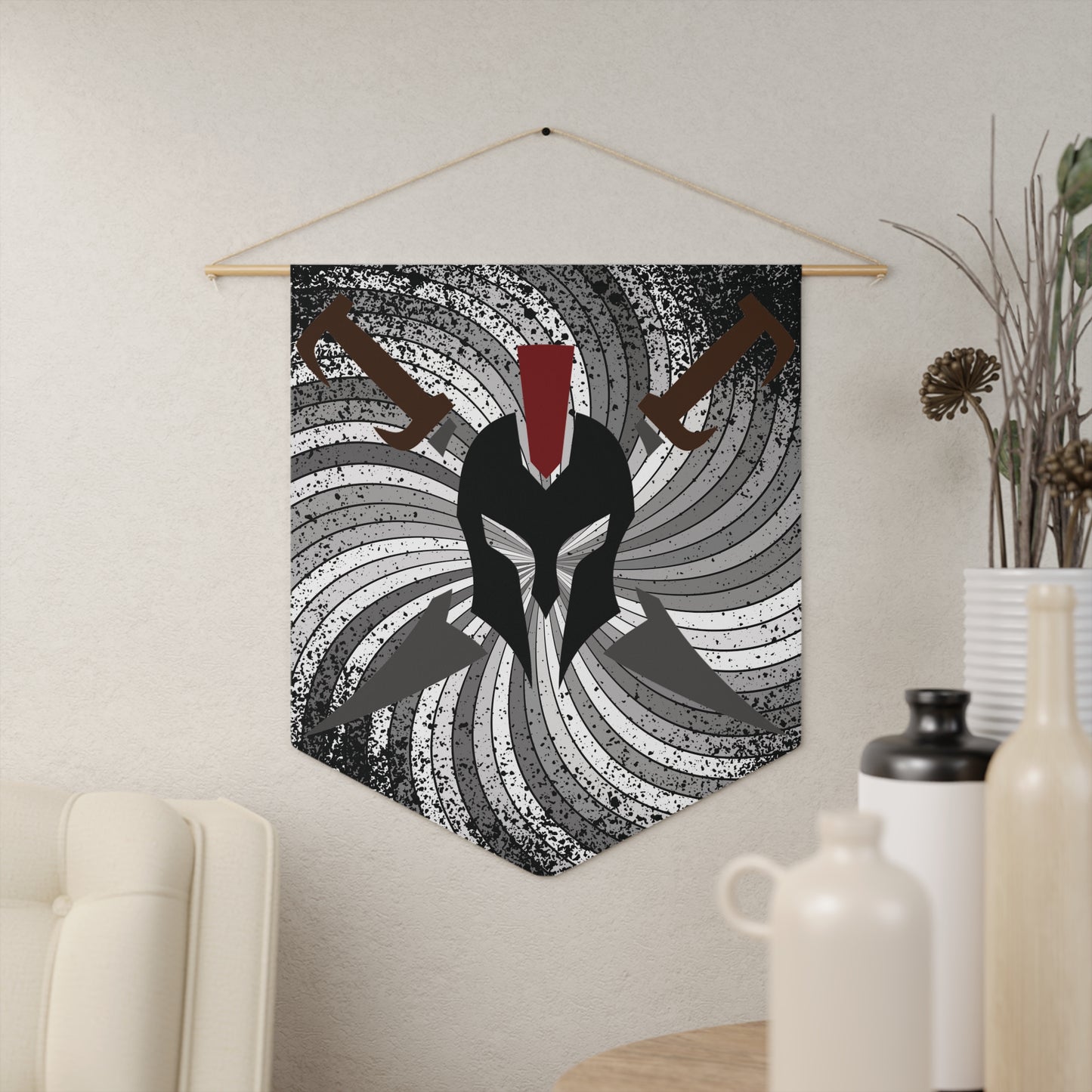 Pennant with Spartan Helmet and Crossed Swords