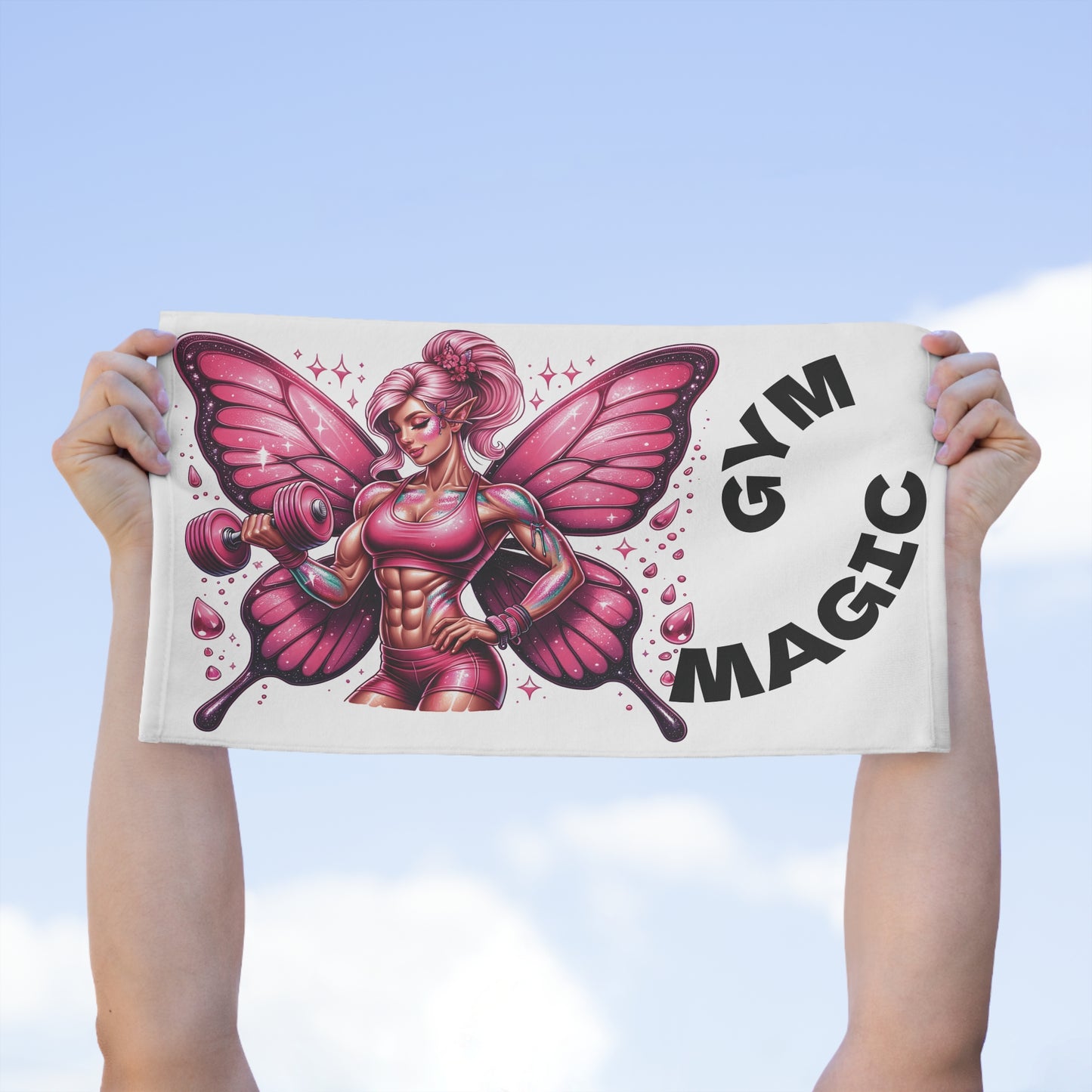 Gym Magic Workout Towel — Pink Butterfly Fitness Gym Towel (11x18)