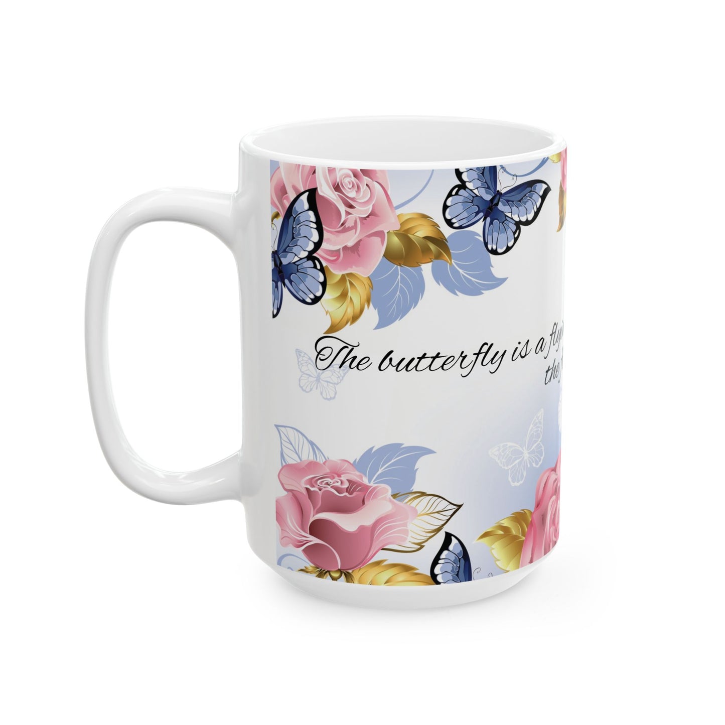Floral Inspirational Mug-Butterflies And Roses