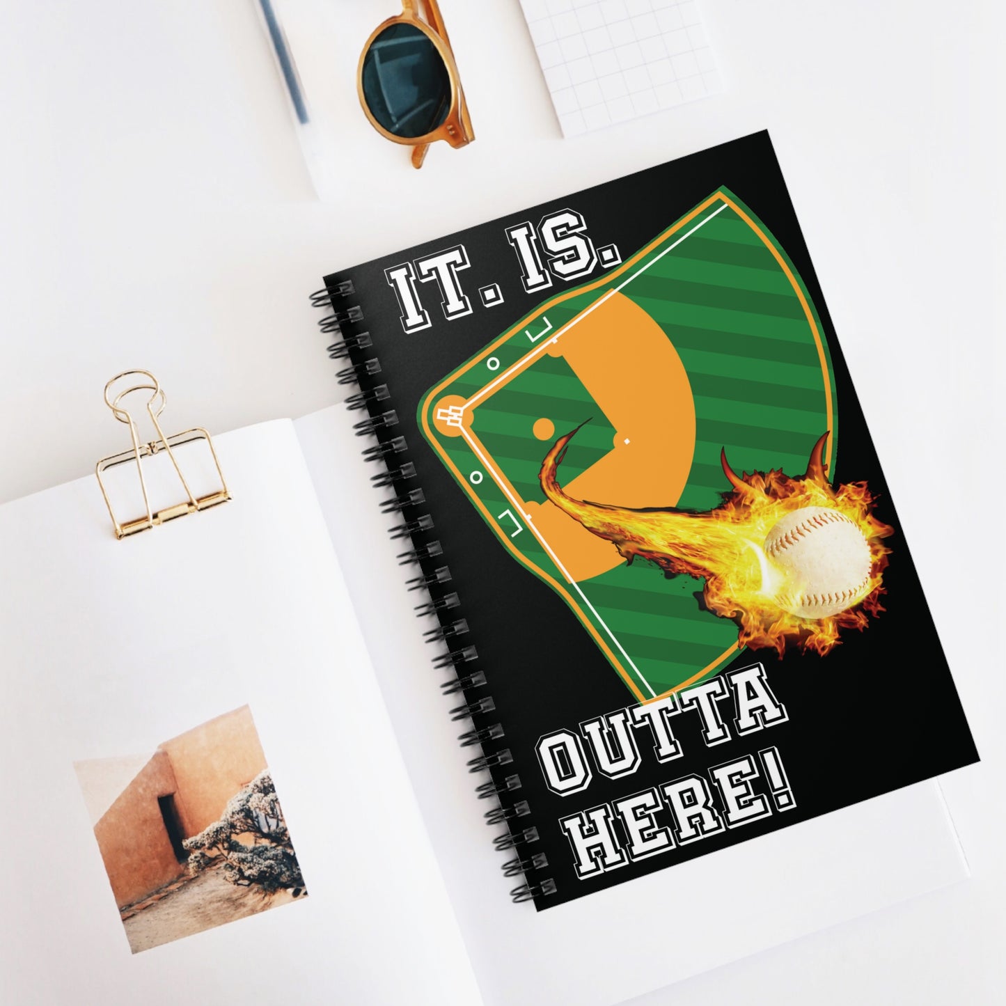 Flaming Baseball Spiral Notebook