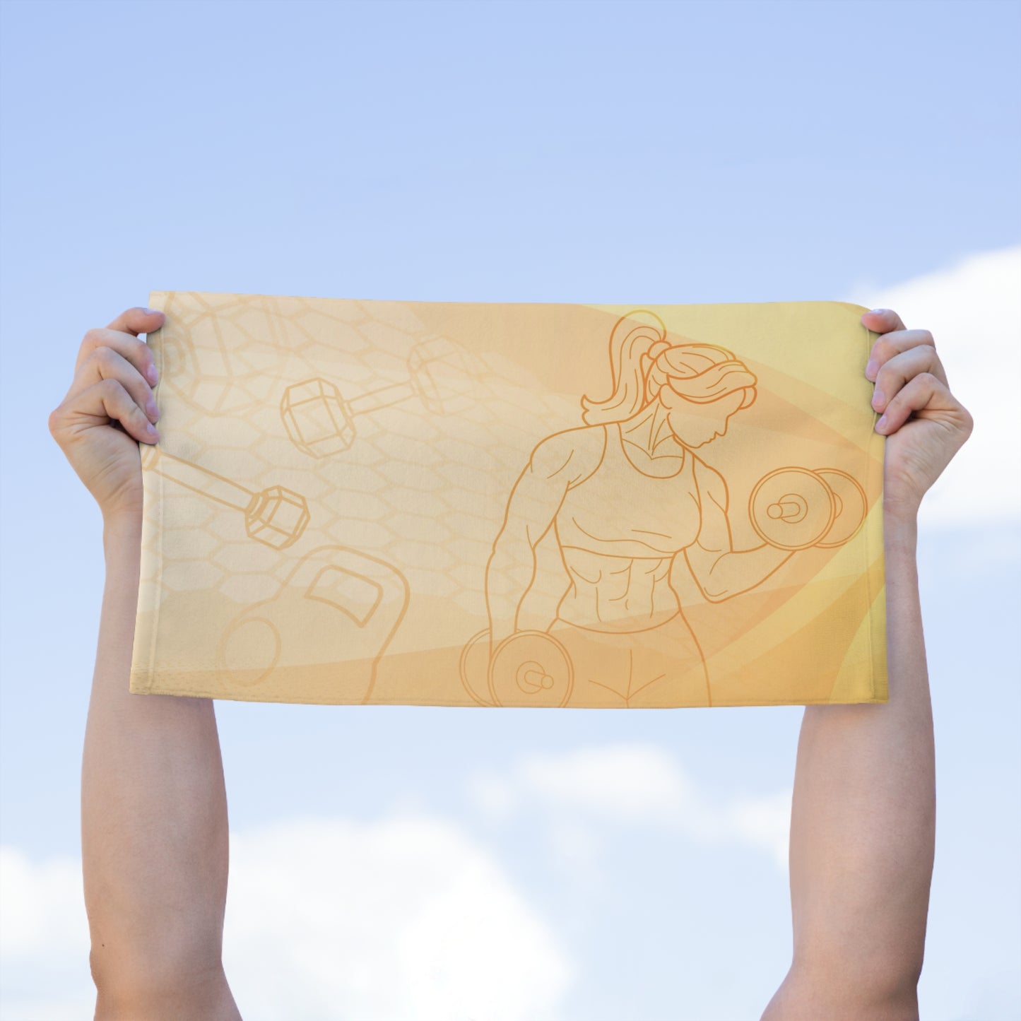 Fitness Towel – 11x18 Motivational Gym Towel (Dumbbell Woman Design)