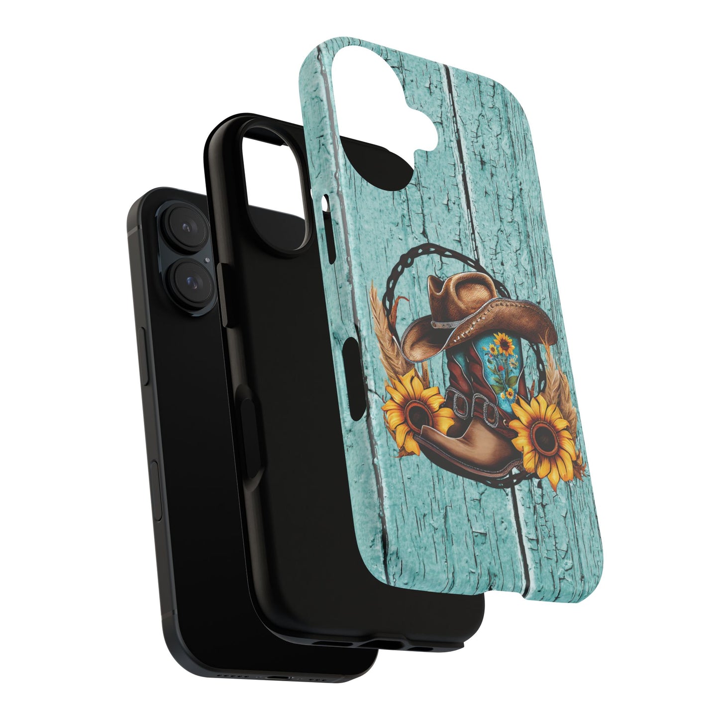 Cowboy Boot Phone Case with Sunflowers