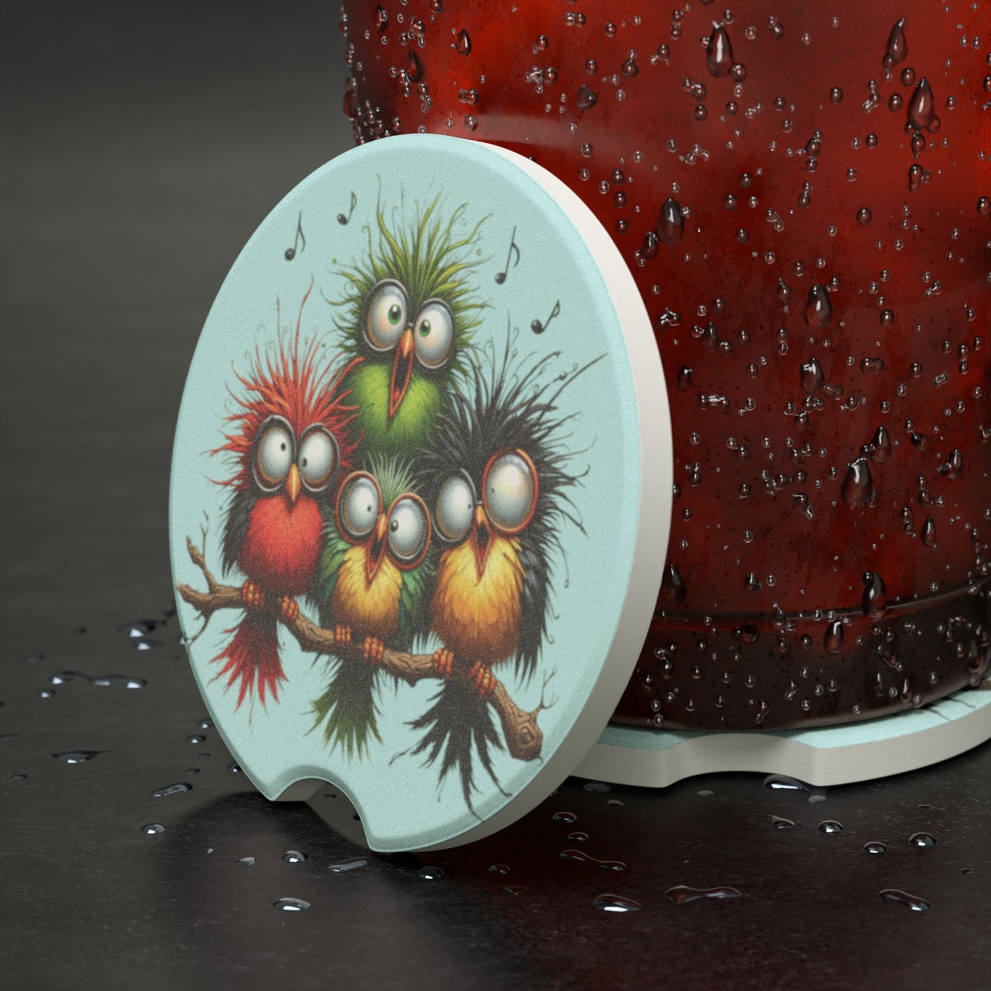 Cute Highland Cow Floral Soapstone Car Coaster