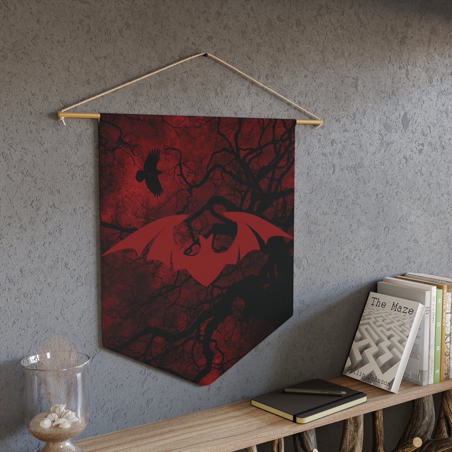 Bat Pennant - Gothic Red
