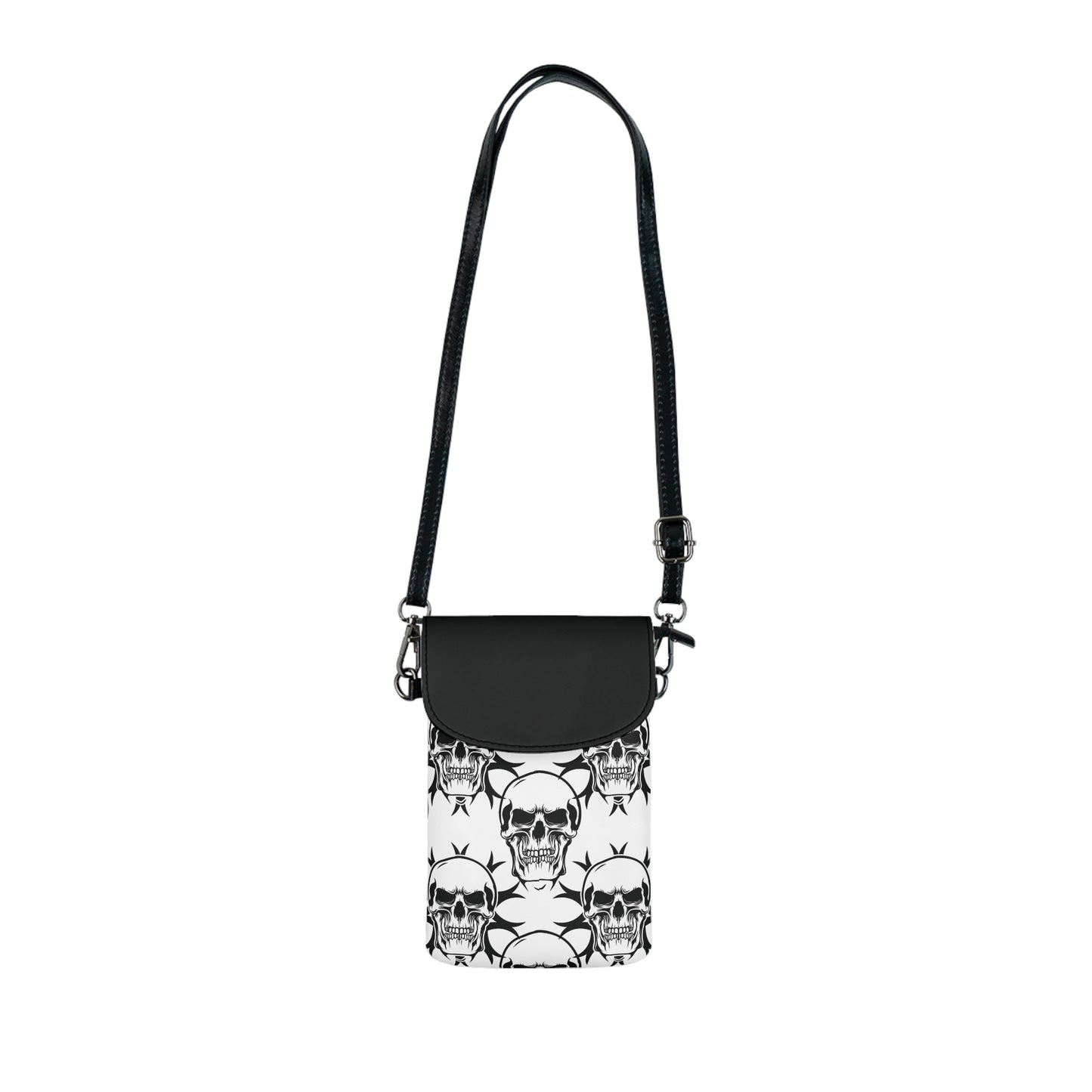 Phone Wallet - Black and White Skulls Print