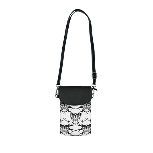 Phone Wallet - Black and White Skulls Print