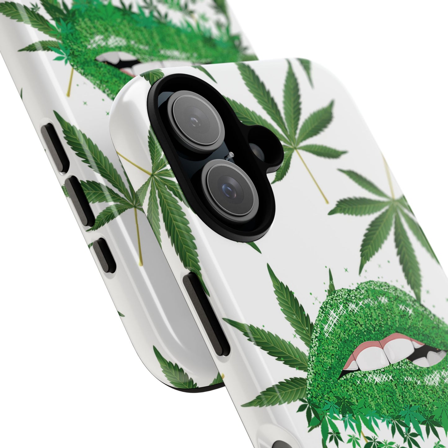 Chic Cannabis Phone Case with Glitter Lips