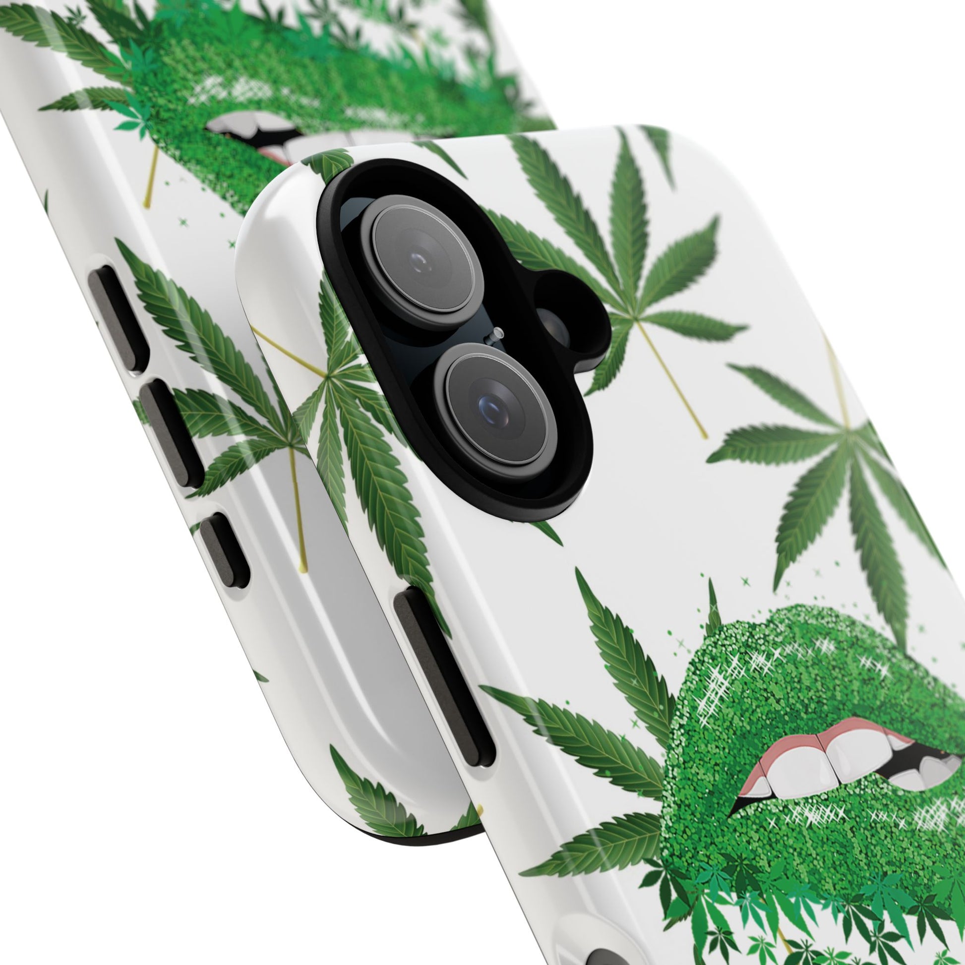 Chic Cannabis Phone Case with Glitter Lips