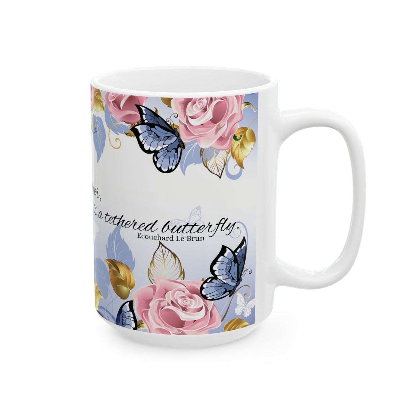 Floral Inspirational Mug-Butterflies And Roses