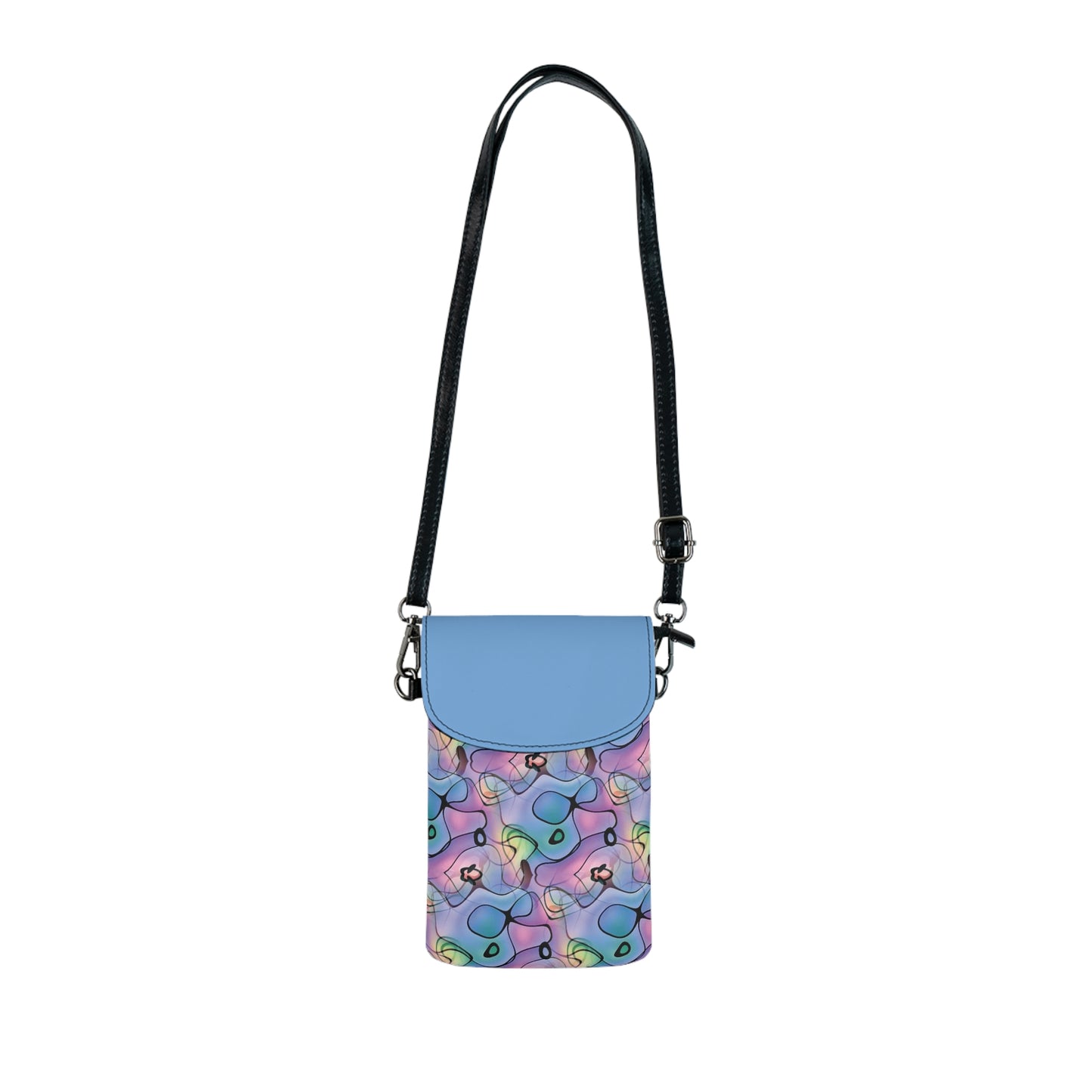 Cross-Body Phone Wallet-Blue abstract