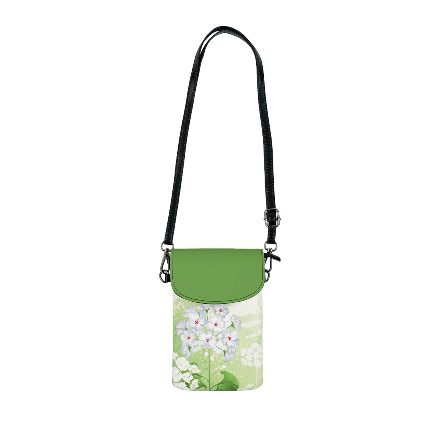Phone Wallet - Green and White Hydrangea Print