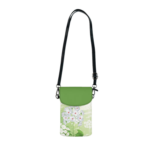 Phone Wallet - Green and White Hydrangea Print