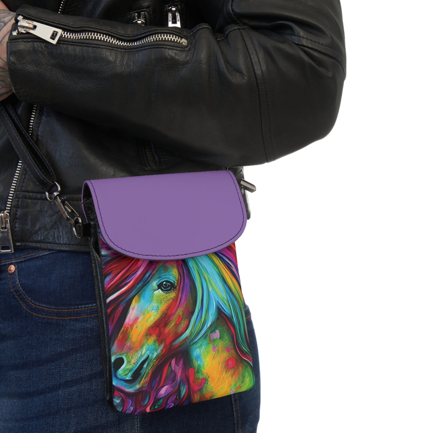 Phone Wallet - Colorful Painted Horse Portrait Print