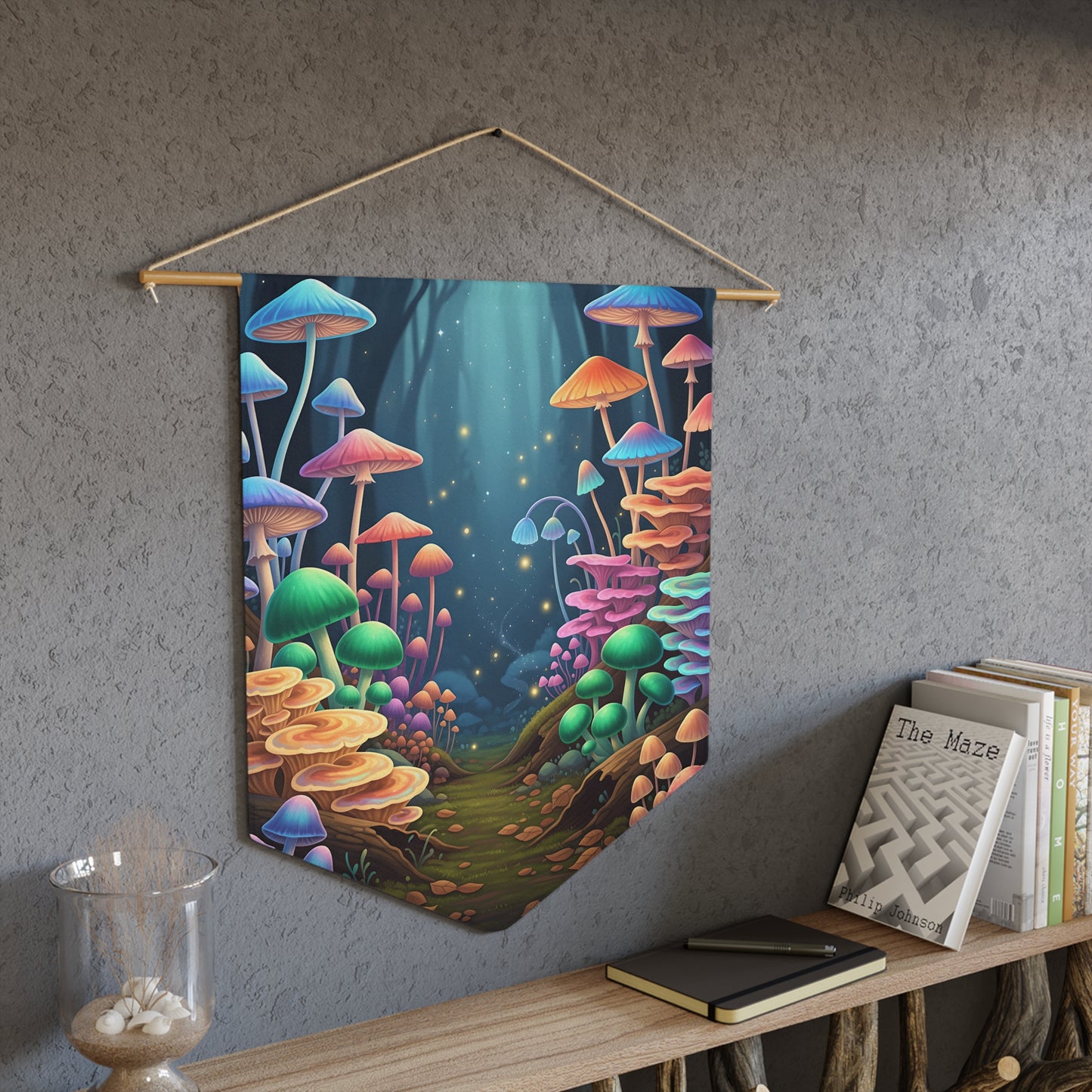 Mushroom Forest Pennant - Enchanted Fantasy Wall Banner