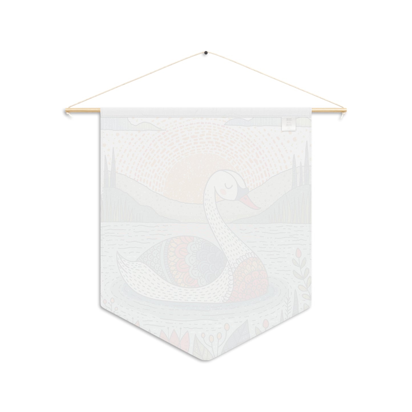 Swan Sunrise Pennant Wall Banner — Boho Folk Art Nursery Decor