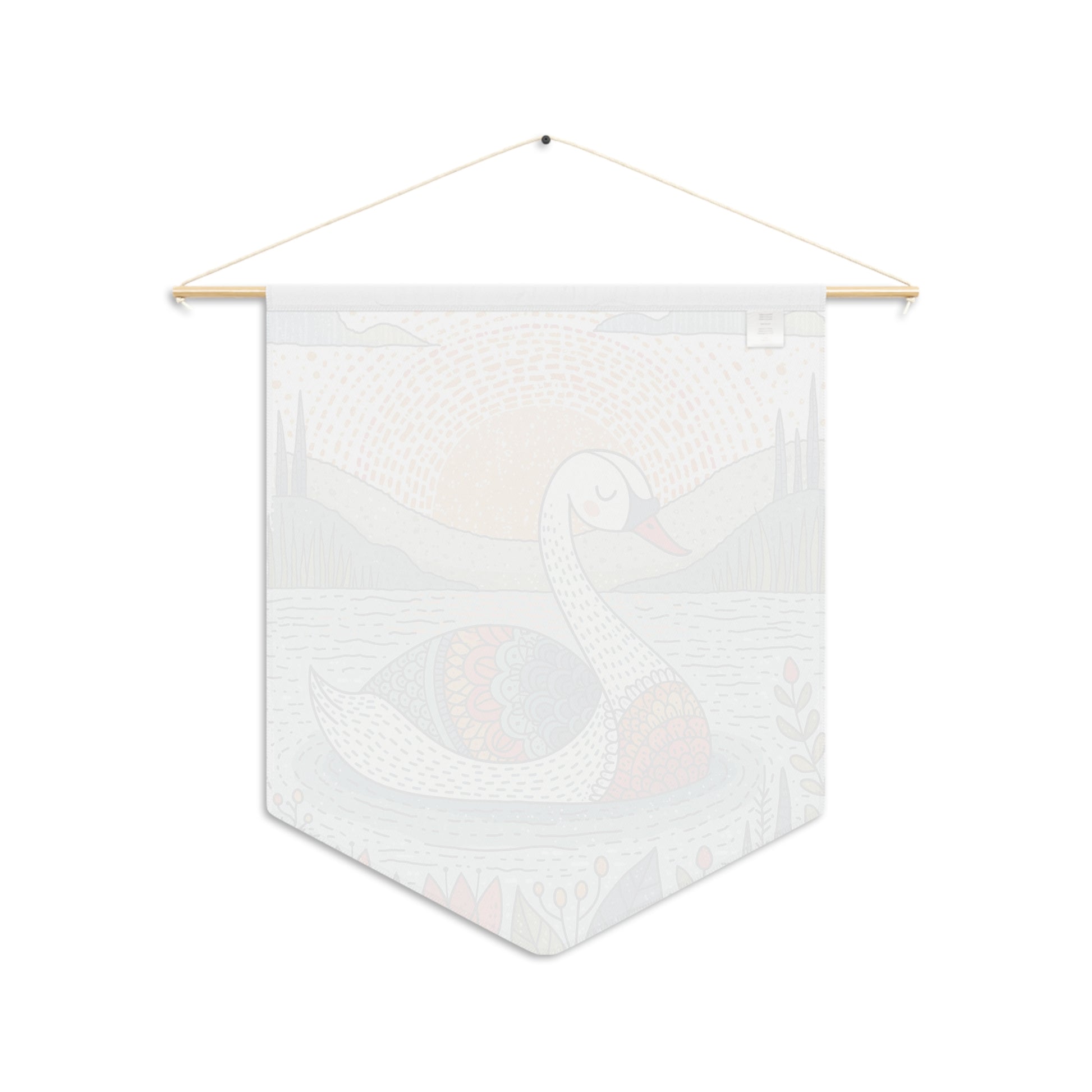 Swan Sunrise Pennant Wall Banner — Boho Folk Art Nursery Decor