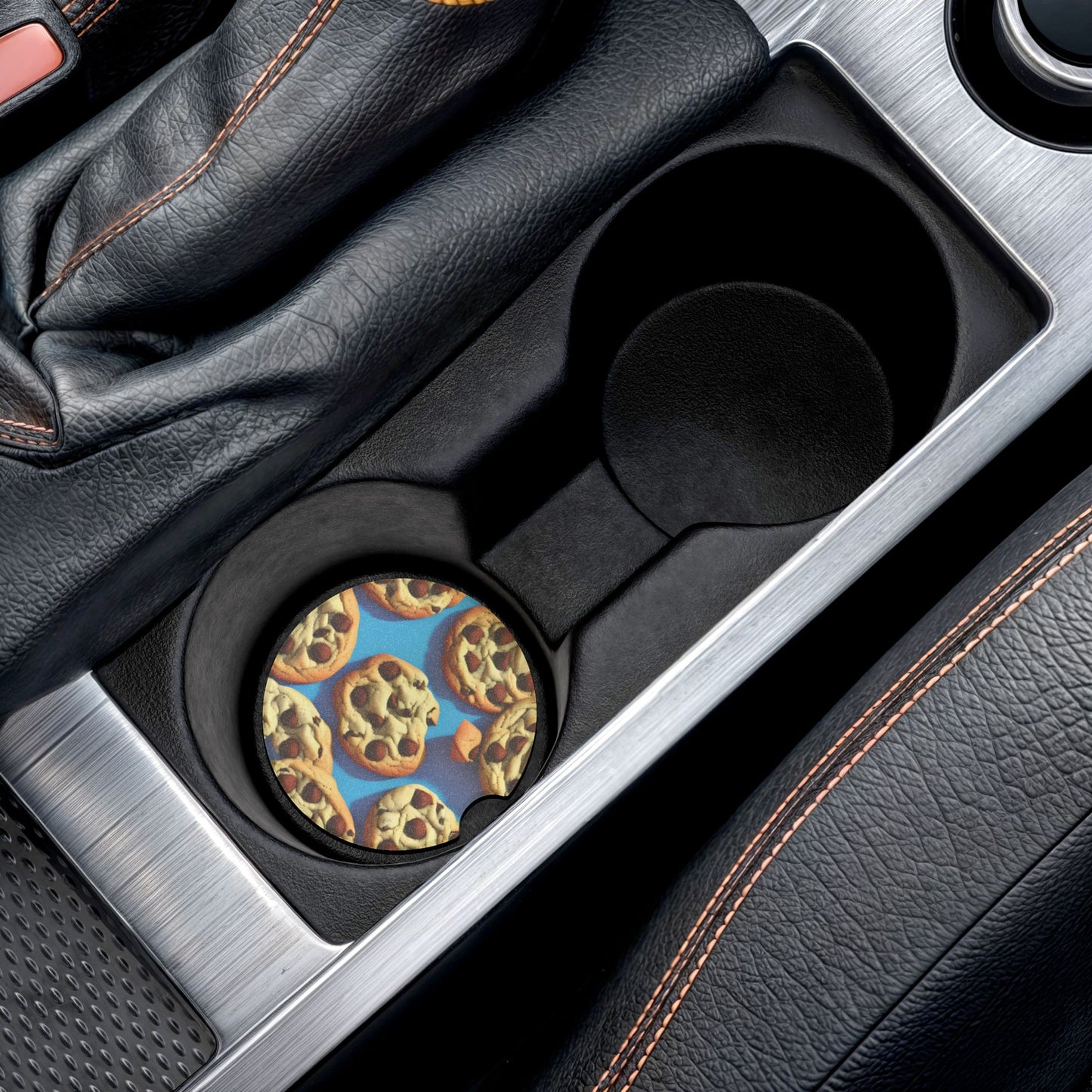 Cookie Pattern Soapstone Car Coaster — Chocolate Chip Cookie Cup Holder Protector