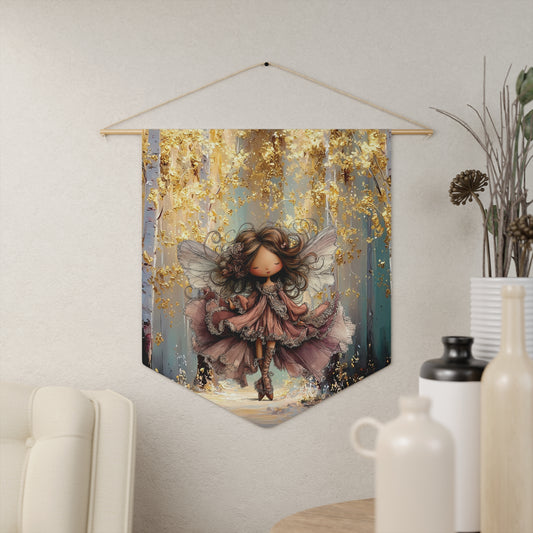Fairy Woodland Pennant Banner — Whimsical Golden Forest Fairy Wall Decor