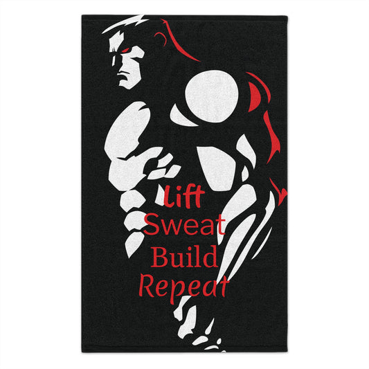 Gym Towel — "Lift Sweat Build Repeat" Workout Towel (11x18)